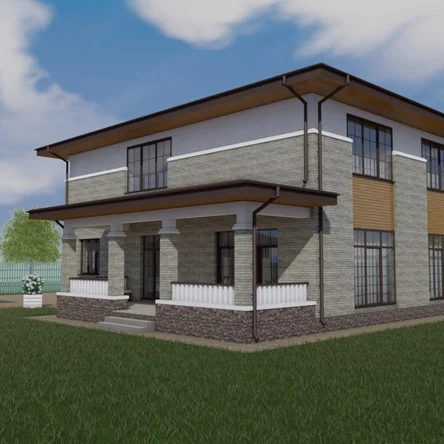 Двухэтажный дом в стиле Райта