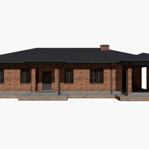 Одноэтажный жилой дом с навесом для авто