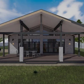 Одноэтажный дом из газоблока и кирпича