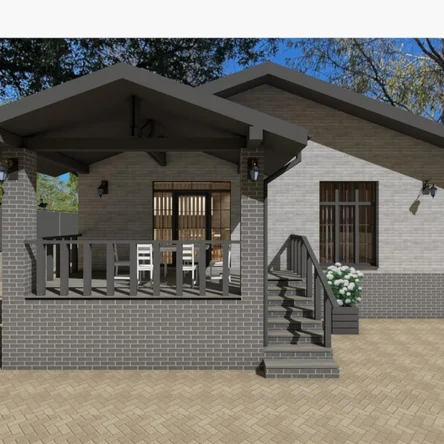 Одноэтажный дом на участке с уклоном