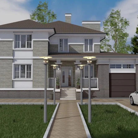 Двухэтажный дом с гаражом и террасой