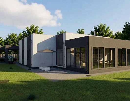 ДОМ С ПЛОСКОЙ КРЫШЕЙ. ПРИВЛЕКАТЕЛЬНАЯ СТРОГОСТЬ ГЕОМЕТРИИ.